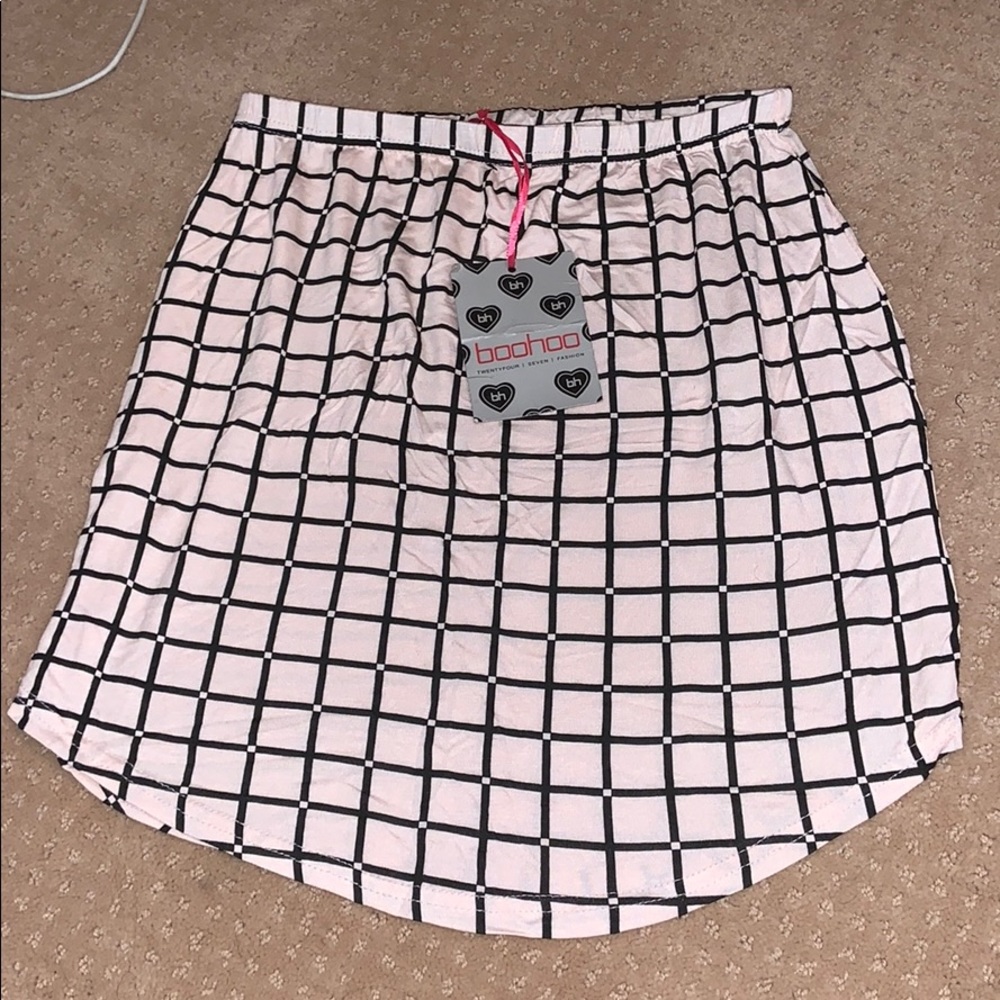 Light pink and black checker mini skirt